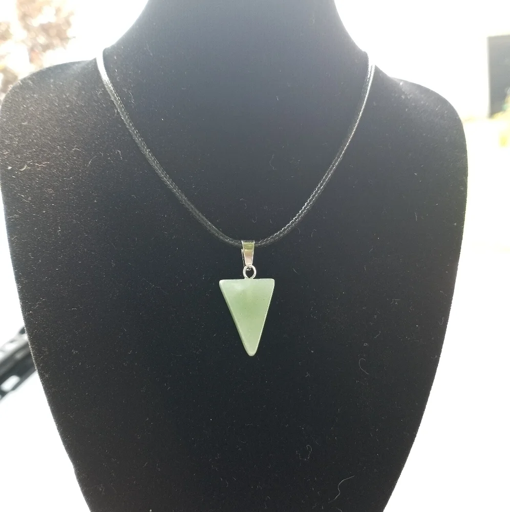 Green Aventurine triangle pendant necklace